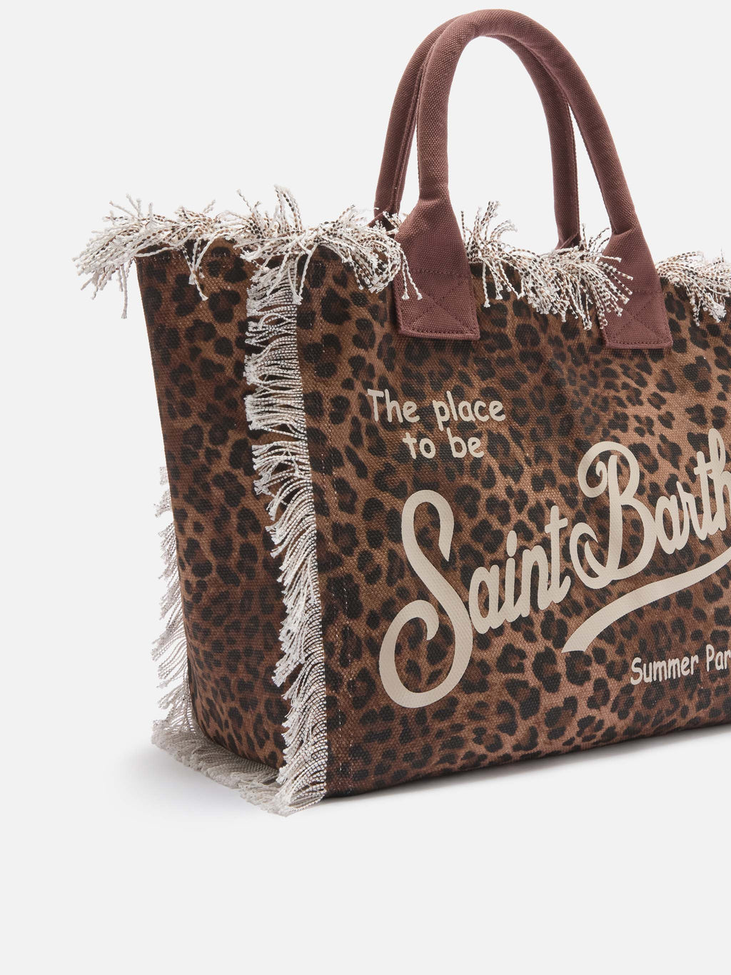 MC2
leopard print canvas vanity regular bag with fringes