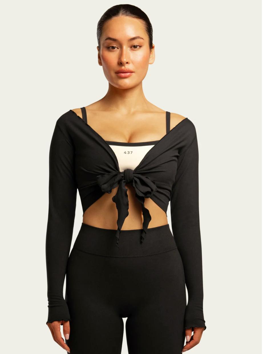 437
the wrap top in black
