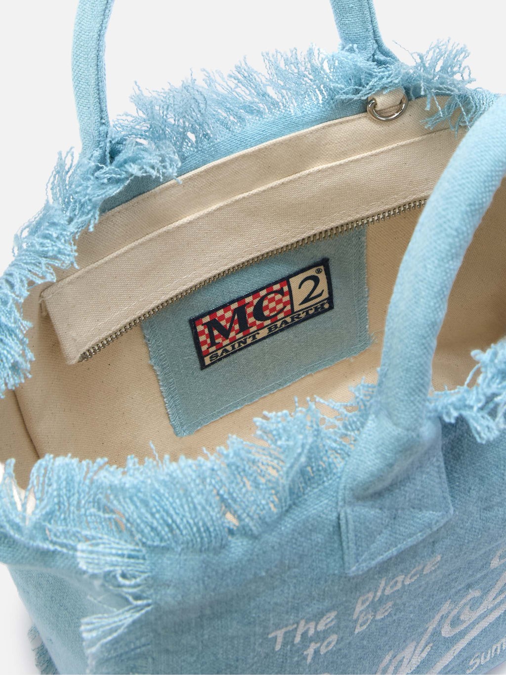 MC2
light blue solid color linen colette bag