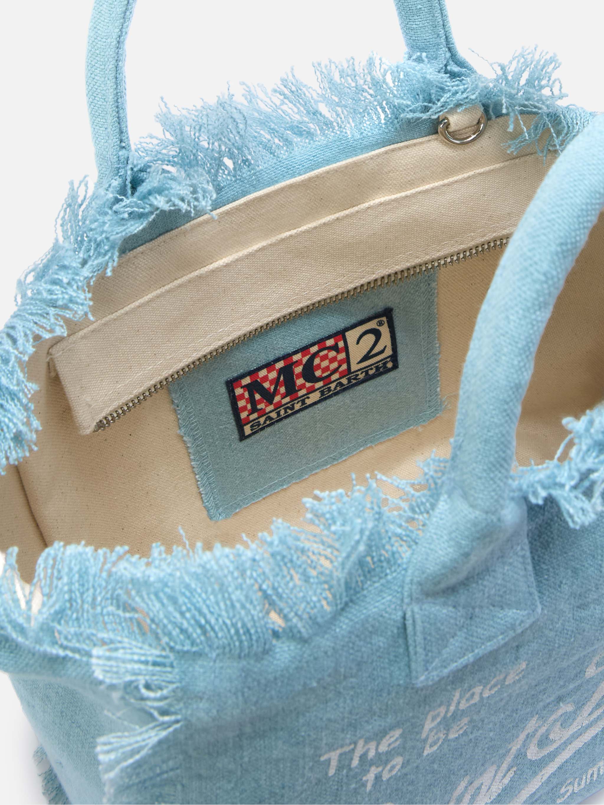 MC2
light blue solid color linen colette bag