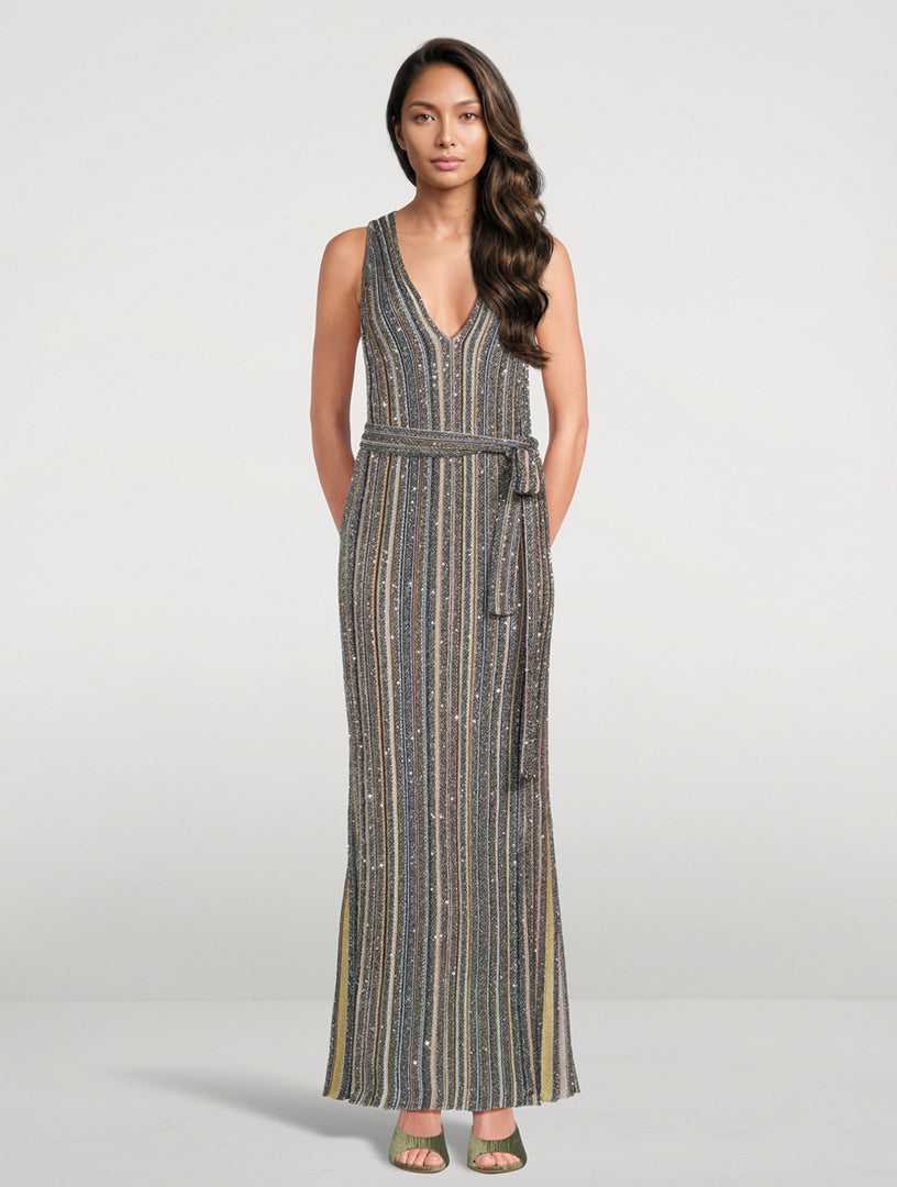 MISSONI
belted sequin knit maxi dress