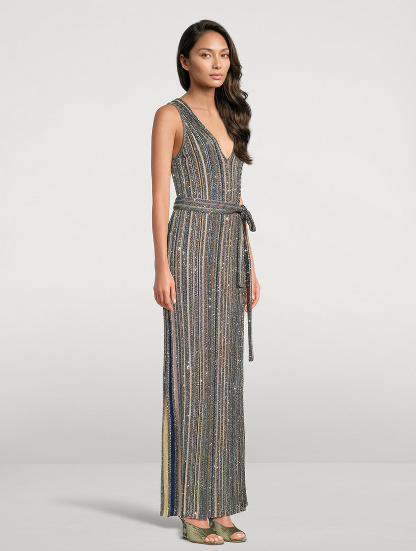 MISSONI
belted sequin knit maxi dress